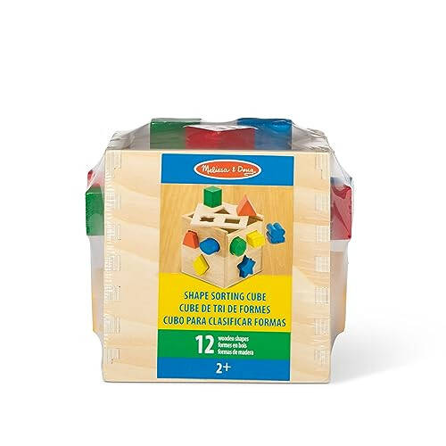 Melissa & Doug Shape Sorting Cube - Classic Wooden Toy With 12 Shapes - 36