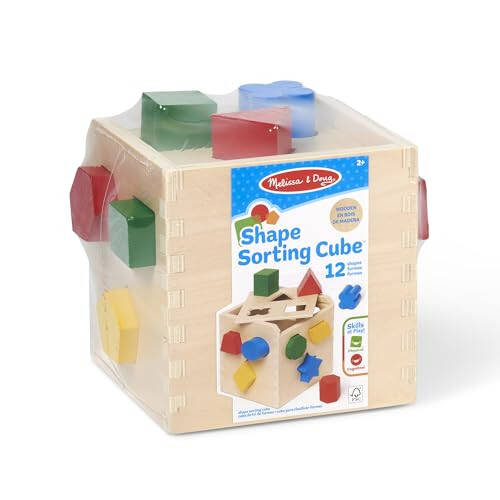 Melissa & Doug Shape Sorting Cube - Classic Wooden Toy With 12 Shapes - 3