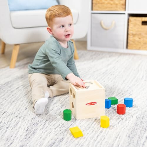 Melissa & Doug Shape Sorting Cube - Classic Wooden Toy With 12 Shapes - 6