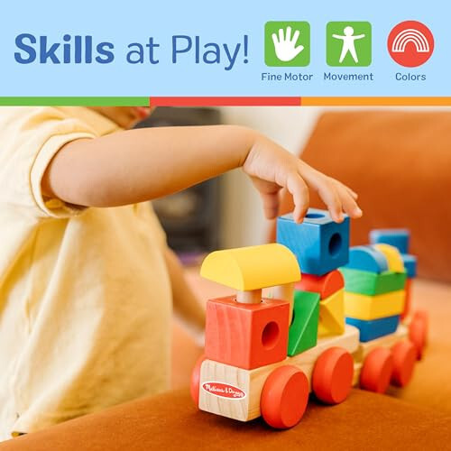 Melissa & Doug Stacking Train - Classic Wooden Toy (18 pcs) - Train Set, Wooden Sorting & Stacking Toys For Toddlers Ages 2+, Multi-colored - 35