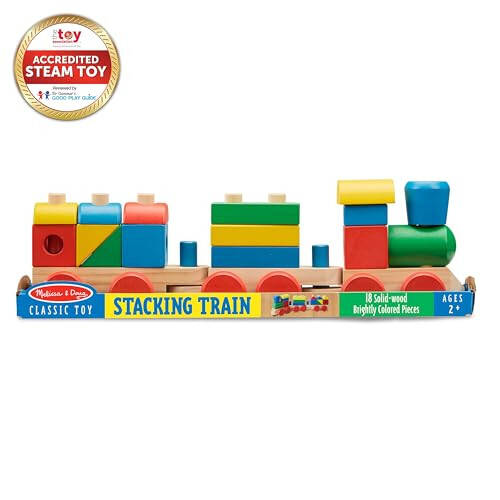 Melissa & Doug Стеклянный Поезд - Классическая Деревянная Игрушка (18 шт.) - Набор Поездов, Деревянные Сортировочные и Стеклянные Игрушки для Малышей от 2 лет, Многоцветные - 33