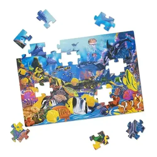 Melissa & Doug Suv osti okean polini bosma, 48 dona Jumbo Jigsaw Puzzle, 3+ yoshli bolalar, maktabgacha yoshdagi bolalar va bolalar uchun bepul o'quv ekrani (2 x 3 fut) - FSC sertifikatlangan - 4