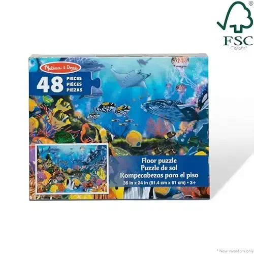 Melissa & Doug Suv osti okean polini bosma, 48 dona Jumbo Jigsaw Puzzle, 3+ yoshli bolalar, maktabgacha yoshdagi bolalar va bolalar uchun bepul o'quv ekrani (2 x 3 fut) - FSC sertifikatlangan - 6