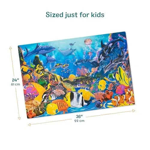 Melissa & Doug Suv osti okean polini bosma, 48 dona Jumbo Jigsaw Puzzle, 3+ yoshli bolalar, maktabgacha yoshdagi bolalar va bolalar uchun bepul o'quv ekrani (2 x 3 fut) - FSC sertifikatlangan - 4