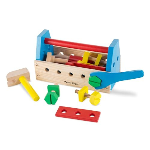 Melissa & Doug Take-Along Tool Kit Wooden Construction Toy (24 pcs), Multicolor, 10.0 x 5.55 x 4.75 - 31