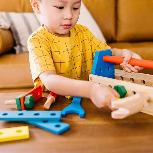 Melissa & Doug Take-Along Tool Kit Wooden Construction Toy (24 pcs), Multicolor, 10.0 x 5.55 x 4.75 - 33