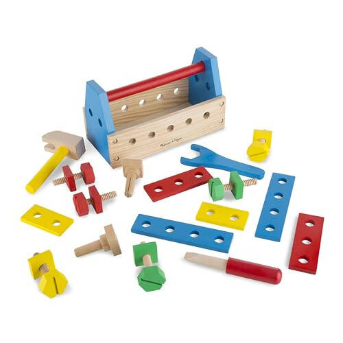 Melissa & Doug Take-Along Tool Kit Wooden Construction Toy (24 pcs), Multicolor, 10.0 x 5.55 x 4.75 - 34