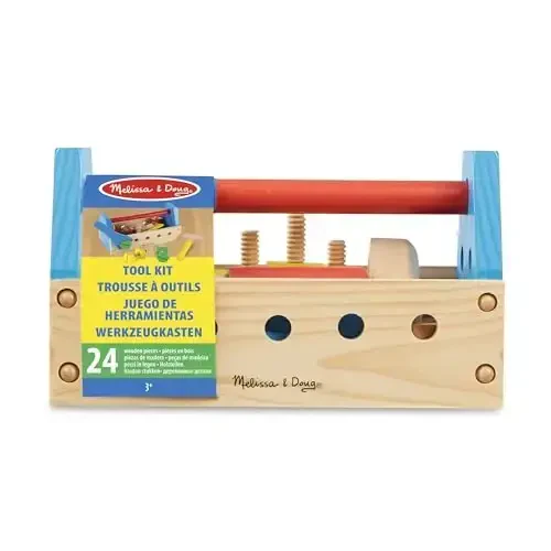 Melissa & Doug Take-Along Tool Kit Wooden Construction Toy (24 pcs), Multicolor, 10.0 x 5.55 x 4.75 - 3