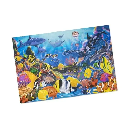 Melissa & Doug Underwater Ocean Floor Puzzle, 48 pc Jumbo Jigsaw Puzzle, Educational Screen Free Activity for Toddler, Preschoolers and Kids Ages 3+ (2 x 3 Feet) - FSC Certified - MELISSA