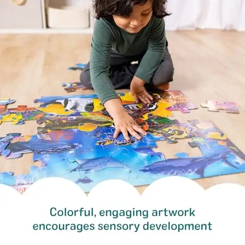 Melissa & Doug Underwater Ocean Floor Puzzle, 48 pc Jumbo Jigsaw Puzzle, Educational Screen Free Activity for Toddler, Preschoolers and Kids Ages 3+ (2 x 3 Feet) - FSC Certified - 5