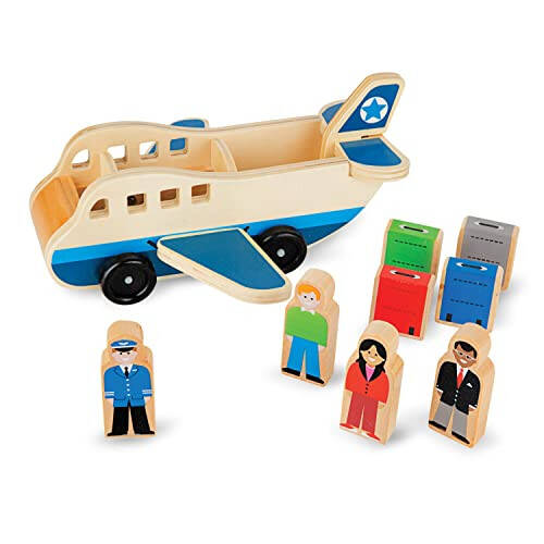 Melissa & Doug Wooden Airplane Play Set With 4 Play Figures and 4 Suitcases - Toy Airplane For Toddlers, Classic Wooden Toys For Kids - 44