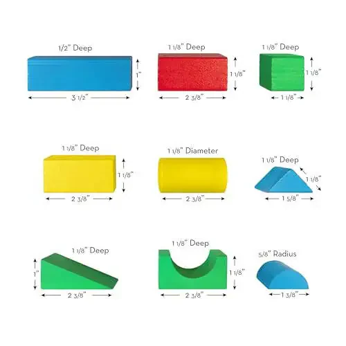 Melissa & Doug Wooden Building Blocks Set - 100 Blocks in 4 Colors and 9 Shapes - FSC Certified - 32