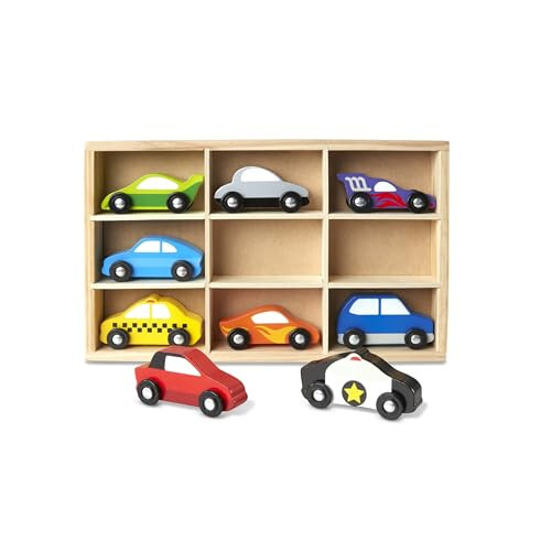 Melissa & Doug Wooden Cars Vehicle Set in Wooden Tray - Toys For Toddlers And Kids Ages 3+ - 25