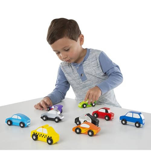 Melissa & Doug Wooden Cars Vehicle Set in Wooden Tray - Toys For Toddlers And Kids Ages 3+ - 27