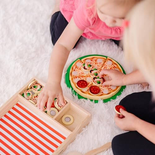 Melissa & Doug Wooden Pizza Party Play Food Set With 36 Toppings - 35