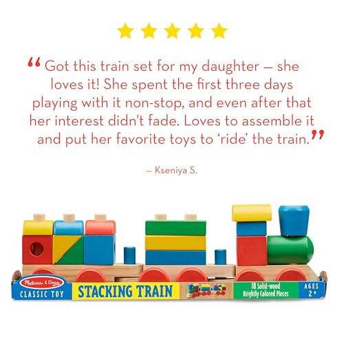 Melissa & Doug Yığılabilir Tren - Klasik Ahşap Oyuncak (18 parçalı) - Tren Seti, Ahşap Sıralama & Yığma Oyuncaklar 2 Yaş ve Üzeri Çocuklar İçin, Çok Renkli - 36