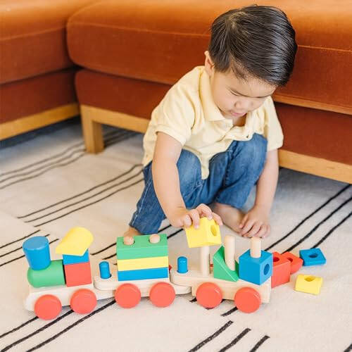 Melissa & Doug Stacking Train - Classic Wooden Toddler Toy (18 pcs) - 6
