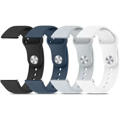 Meliya 20mm 22mm Watch Bands Quick Release Replacement Wristband, 4 Pack Soft Silicone Sport Replacement Straps for Men Women 