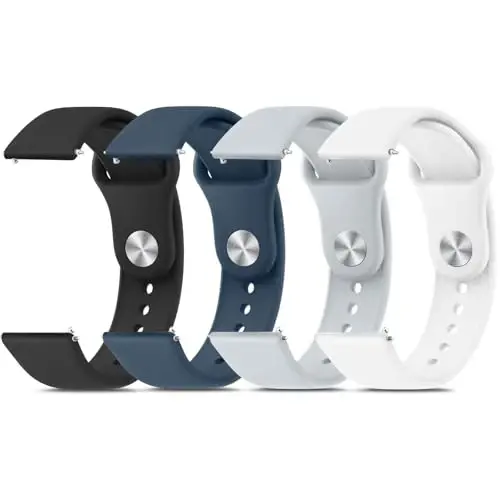 Meliya 20mm 22mm Watch Bands Quick Release Replacement Wristband, 4 Pack Soft Silicone Sport Replacement Straps for Men Women - 1