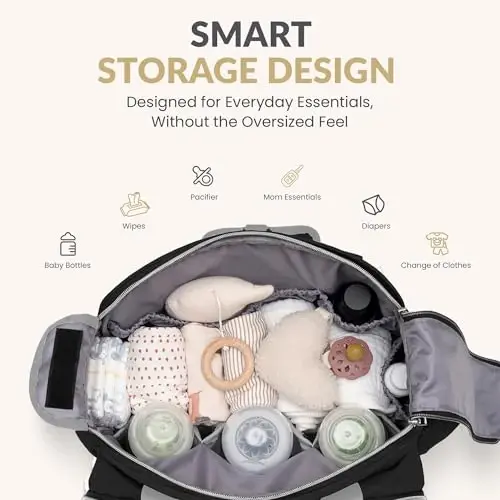 Mellories 4 in 1 Convertible Diaper Bag Tote For Baby Boys and Girls - Converts Into Diaper Backpack, Baby Tote, Stroller Bag and Crossbody Diaper Bag - Black Baby Travel Bag - Gift for Mom - 3