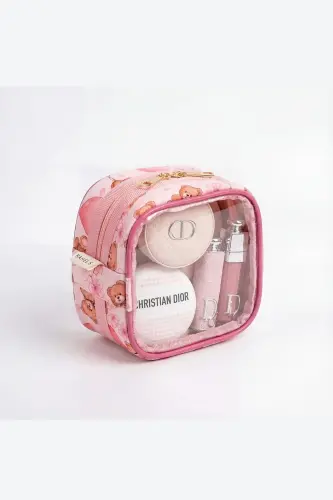 Meloria Ayıcık Makyaj Çantası - Mini-Pembe9 