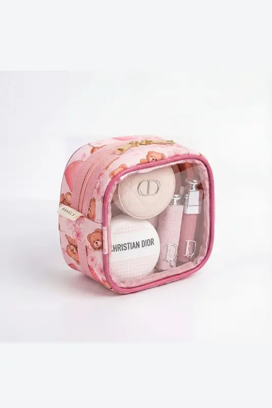 Meloria Ayıcık Makyaj Çantası - Mini-Pembe9 - 1