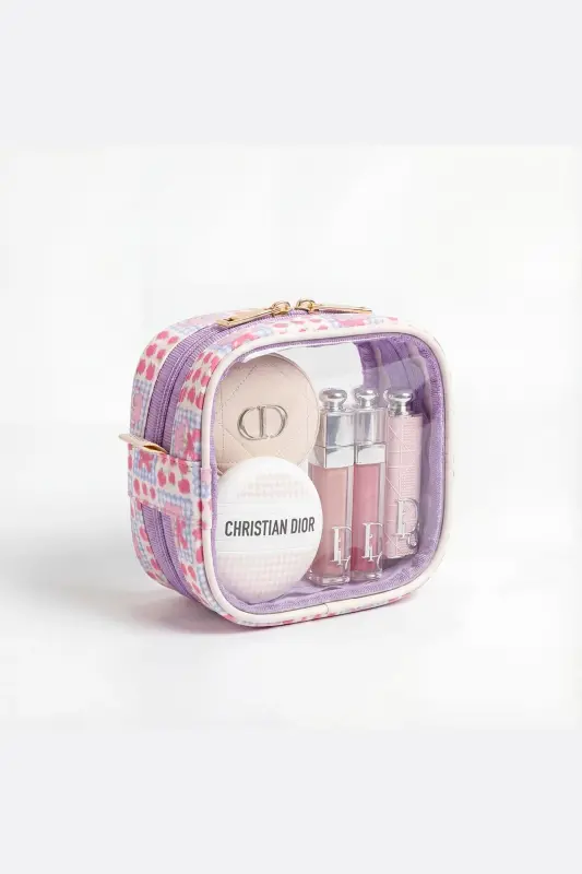 Meloria Çıtır Çiçek Makyaj Çantası - Mini-Mor2 - BAHELS