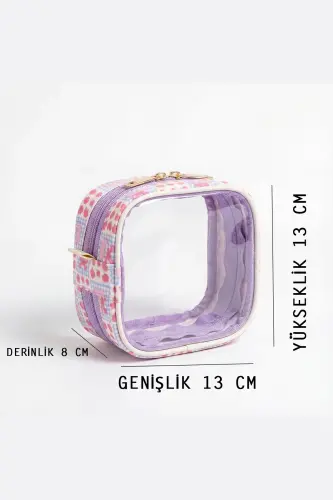 Meloria Çıtır Çiçek Makyaj Çantası - Mini-Mor2 - 4