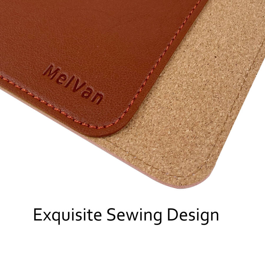 MelVan PU Leather Mouse Pad with Stitched Edge, Wood Mouse Pad, Waterproof Gaming Mouse Pad Mat for Computers, Laptop, Office & Home, 10.2