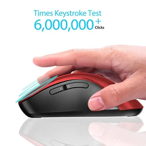 memzuoix 2.4G Wireless Mouse, 1400 DPI Mobile Optical Cordless Mouse with USB Receiver, Portable Computer Mice for Laptop, PC, Desktop, MacBook, 5 Buttons, Red - 4