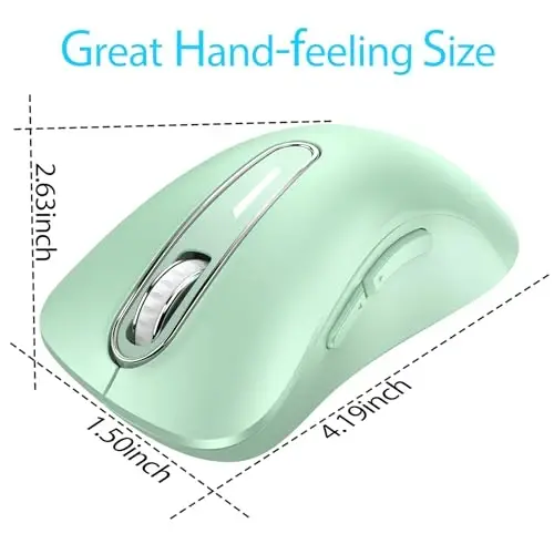 memzuoix 2.4G Wireless Mouse, 1400 DPI Computer Mice USB Receiver, Portable Wireless USB Mouse Battery Powered Cordless Mice for Laptop, PC, Desktop, 5 Buttons (Light Green) - 3