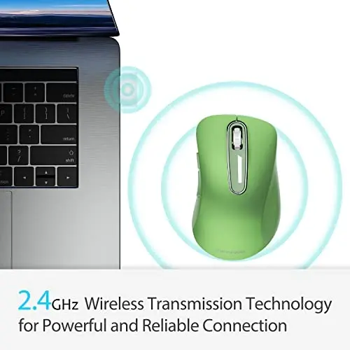 memzuoix 2.4G Wireless Mouse, 1400 DPI Mobile Optical Cordless Mouse with USB Receiver, Portable Computer Mice for Laptop, PC, Desktop, MacBook, 5 Buttons (Mint Green) - 3