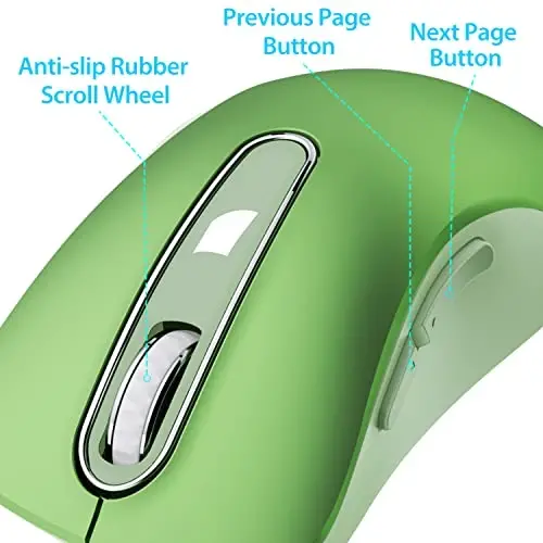 memzuoix 2.4G Wireless Mouse, 1400 DPI Mobile Optical Cordless Mouse with USB Receiver, Portable Computer Mice for Laptop, PC, Desktop, MacBook, 5 Buttons (Mint Green) - 5