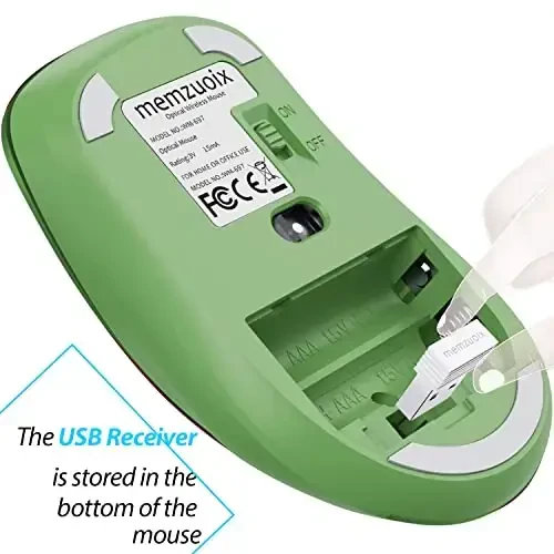 memzuoix 2.4G Wireless Mouse, 1400 DPI Mobile Optical Cordless Mouse with USB Receiver, Portable Computer Mice for Laptop, PC, Desktop, MacBook, 5 Buttons (Mint Green) - 6