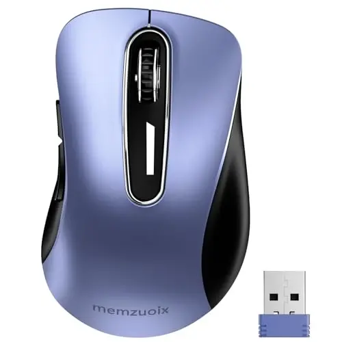 memzuoix 2.4G Wireless Mouse, 1400 DPI Mobile Optical Cordless Mouse with USB Receiver, Portable Computer Mice Wireless Mice for Laptop, PC, Desktop, MacBook, 5 Buttons (Navy Blue) - 5