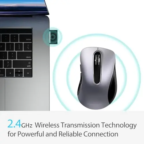 memzuoix 2.4G Wireless Mouse, 1400 DPI Mobile Optical Cordless Mouse with USB Receiver, Portable Computer Mice Wireless Mice for Laptop, PC, Desktop, MacBook, 5 Buttons (Gunmetal) - 2