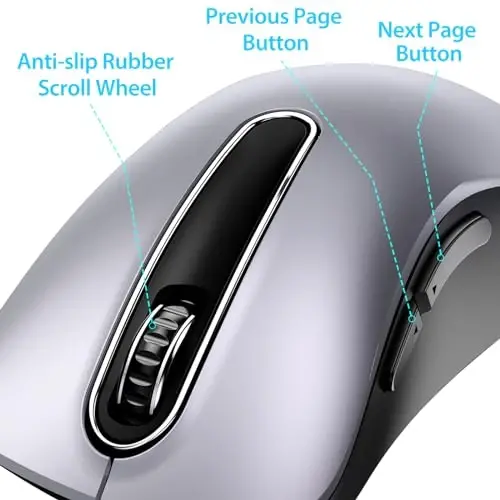 memzuoix 2.4G Wireless Mouse, 1400 DPI Mobile Optical Cordless Mouse with USB Receiver, Portable Computer Mice Wireless Mice for Laptop, PC, Desktop, MacBook, 5 Buttons (Gunmetal) - 3