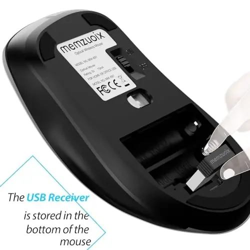 memzuoix 2.4G Wireless Mouse, 1400 DPI Mobile Optical Cordless Mouse with USB Receiver, Portable Computer Mice Wireless Mice for Laptop, PC, Desktop, MacBook, 5 Buttons (Gunmetal) - 4