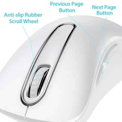 memzuoix 2.4G Wireless Mouse, 1400 DPI Computer Mice with USB Receiver, Portable Wireless USB Mouse Battery Powered Cordless Mice for Laptop, PC, Desktop, 5 Buttons (White) - MEMZUOIX (1)