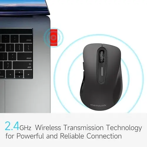 memzuoix 2.4G Wireless Mouse, 1400 DPI Computer Mice with USB Receiver, Portable Wireless USB Battery Powered Cordless Mouse for Laptop, PC, Desktop, 5 Buttons (Matte Black) - 1
