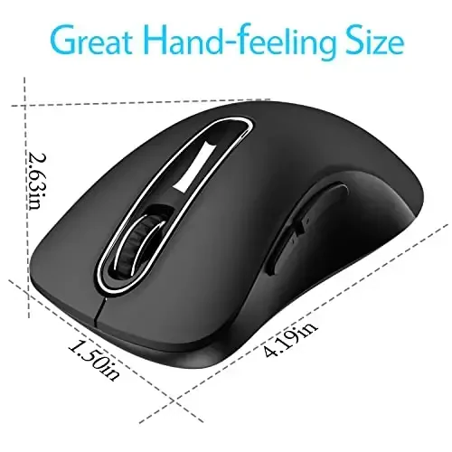 memzuoix 2.4G Wireless Mouse, 1400 DPI Computer Mouse with USB Receiver, Portable Wireless USB Mice Battery Powered Cordless Mice for Laptop, PC, Desktop, 5 Buttons (Black) 