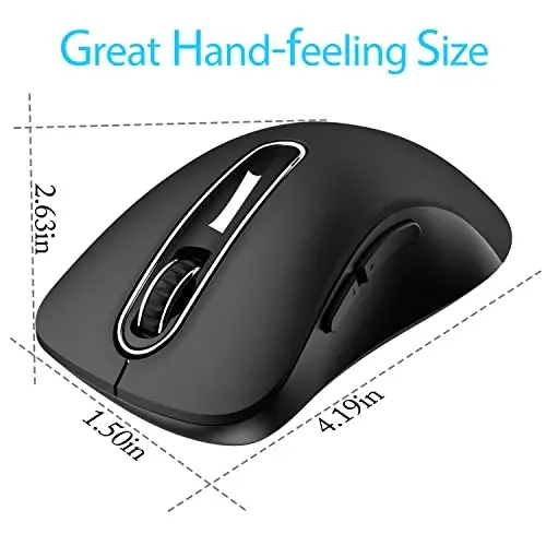 memzuoix 2.4G Wireless Mouse, 1400 DPI Computer Mouse with USB Receiver, Portable Wireless USB Mice Battery Powered Cordless Mice for Laptop, PC, Desktop, 5 Buttons (Black) - MEMZUOIX
