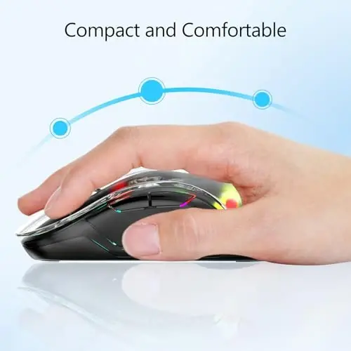 memzuoix 2.4G LED Wireless Mouse, Rechargeable Ergonomic Mouse with Detachable Cover, 1200 DPI Portable Optical Computer Mouse with USB Receiver for Laptop, PC, Desktop and MacBook, 5 Buttons-Black - 2