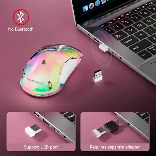 memzuoix 2.4G LED simsiz sichqoncha, Olinadigan qopqoqli qayta zaryadlanuvchi ergonomik sichqoncha, noutbuk, kompyuter, ish stoli va MacBook uchun USB qabul qilgichli 1200 DPI portativ optik kompyuter sichqonchasi, 5 tugma-pushti - 4