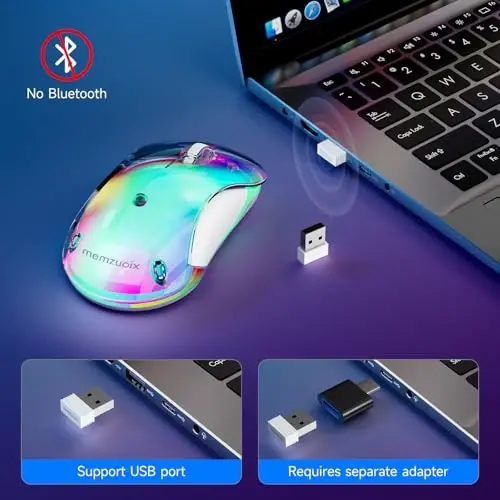 memzuoix 2.4G LED simsiz sichqoncha, Olinadigan qopqoqli qayta zaryadlanuvchi ergonomik sichqoncha, noutbuk, kompyuter, ish stoli va MacBook uchun USB qabul qilgichli 1400 DPI portativ optik kompyuter sichqonchasi, 5 tugmali-ko'k - 4