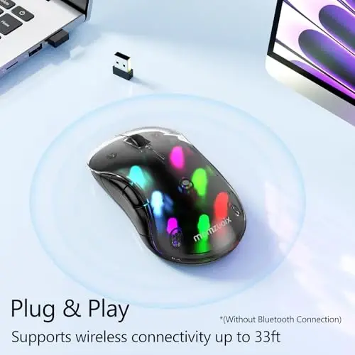 memzuoix 2.4G LED simsiz sichqonchasi, Olinadigan qopqoqli qayta zaryadlanuvchi ergonomik sichqoncha, Noutbuk, kompyuter, ish stoli va MacBook uchun USB qabul qilgichli 1200 DPI portativ optik kompyuter sichqonchasi, 5 tugmali-qora - 3