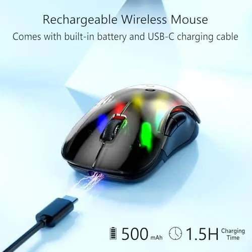 memzuoix 2.4G LED simsiz sichqonchasi, Olinadigan qopqoqli qayta zaryadlanuvchi ergonomik sichqoncha, Noutbuk, kompyuter, ish stoli va MacBook uchun USB qabul qilgichli 1200 DPI portativ optik kompyuter sichqonchasi, 5 tugmali-qora - 4