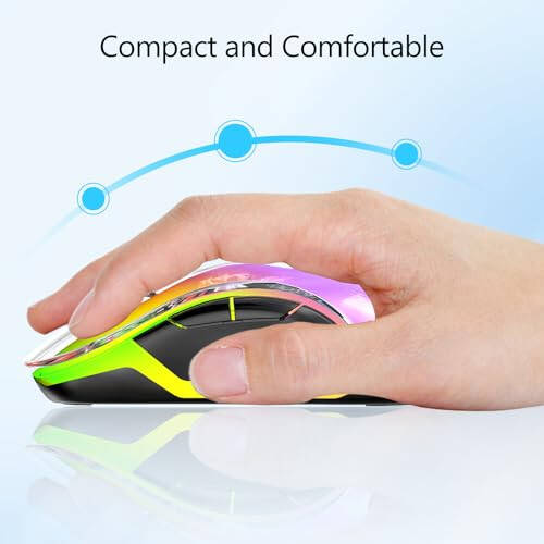 Memzuoix 2.4G LED Wireless Mouse, Rechargeable Ergonomic Mouse with Detachable Cover, 1200 DPI Portable Optical Computer Mouse with USB Receiver for Laptop, PC, Desktop and MacBook, 5 Buttons - 2