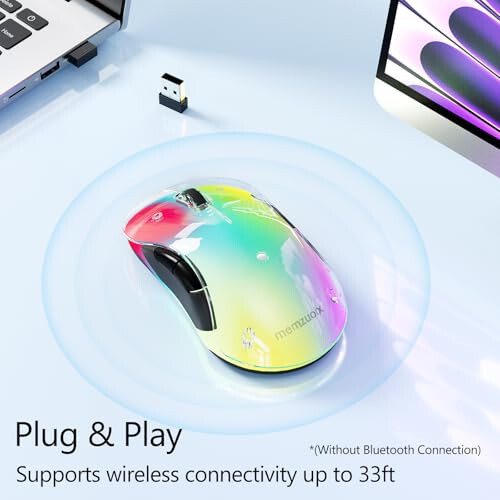 Memzuoix 2.4G LED Wireless Mouse, Rechargeable Ergonomic Mouse with Detachable Cover, 1200 DPI Portable Optical Computer Mouse with USB Receiver for Laptop, PC, Desktop and MacBook, 5 Buttons - 3