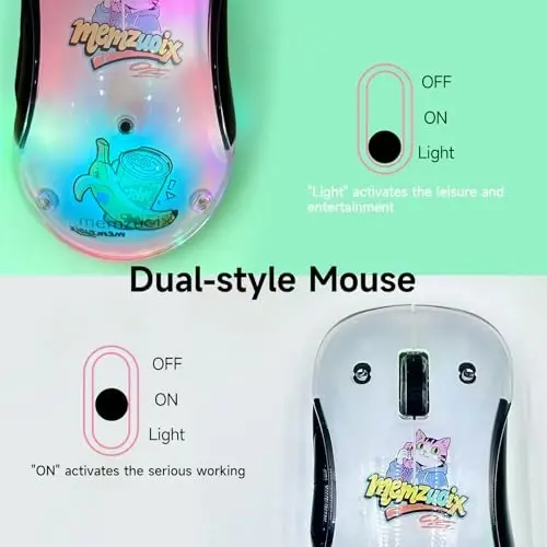 memzuoix 2.4G LED Wireless Mouse, Rechargeable Ergonomic Mouse with Detachable Cover, 1200 DPI Portable Optical Computer Mouse with USB Receiver for Laptop/PC/Desktop/MacBook, 5 Buttons-with Stickers - 2